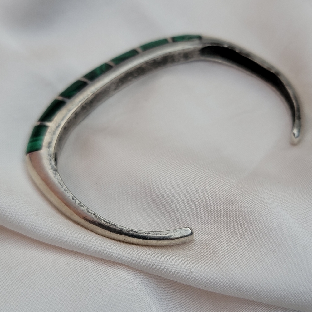 Sterling Silver Malachite Cuff Bracelet - Picture 4 of 4